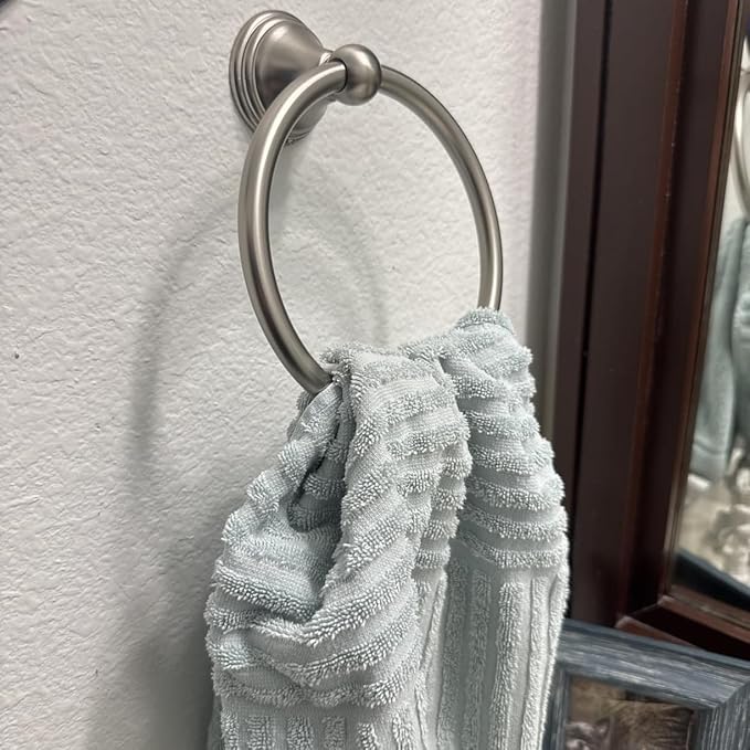 Towel Ring for Bathroom, Brushed Nickel Hand Towel Holder 2 Pack, Bathroom Accessories and Towel Racks for Bathroom Wall Mount