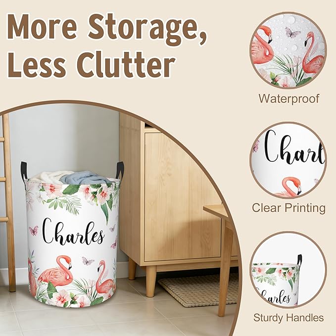 Custom Name Laundry Basket, Personalized Collapsible Laundry Hamper with Name for Bathroom Bedrooms, Customized Dirty Clothes Hamper Storage Basket Gifts for Kids Boys Girls Baby Men Women