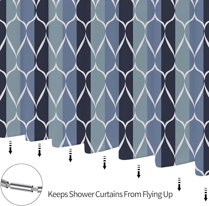 Blue Shower Curtain RV Shower Curtain Modern Bathroom Shower Curtains Waterproof Fabric Machine Washable Shower Curtain Set 47 x 64 Inches