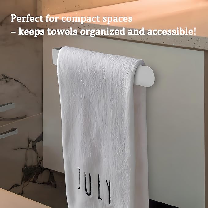 SEIDO Hand Towel Holder, Heavy Duty Self Adhesive Towel Bar ?€? No Drill Stick on Wall, SUS 304 Stainless Steel Towel Rack for Small Bathroom, Kitchen, RV, White