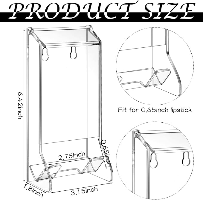 Weysat 2 Pcs Clear Acrylic Lip Balm Dispenser Organizer Holder for Lip Balm Containers Freestanding Counter Display Retail Stand for Lipsticks Glosses (Single Slot)