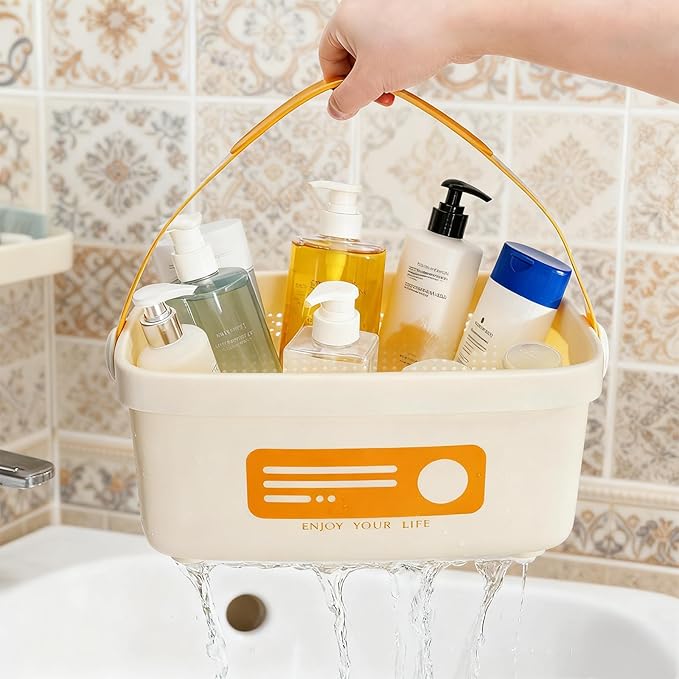 Frcctre 3 Pack Shower Caddy Basket with Handles, Portable Plastic Tote Storage Basket Toiletry Organizer Bin for Bathroom, Kitchen, Pantry, College Dorm, Gym