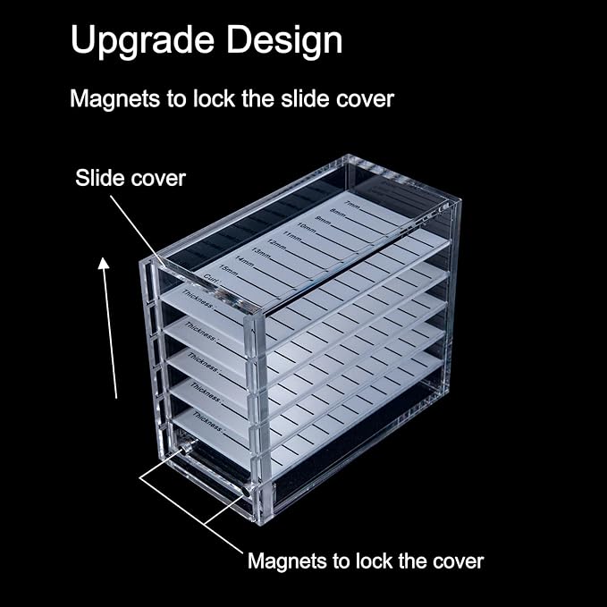 Lash Organizers and Storage, Upgraded Design Lash Tray for Lash Extensions with magnet cover, Clear Small Acrylic 5-Layer Transparent Lash Tiles for Lash Extension