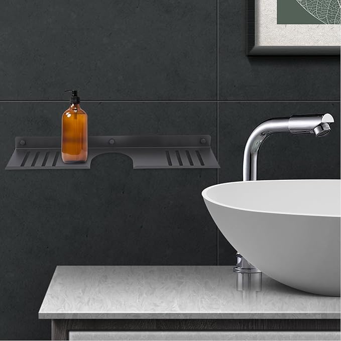 TOYANDONA Sink Bathroom Shelf Organizer 50cm Gunmetal U-Shaped No-Drill Wall-Mounted Bathroom Sink Tray Storage and Counter Organization