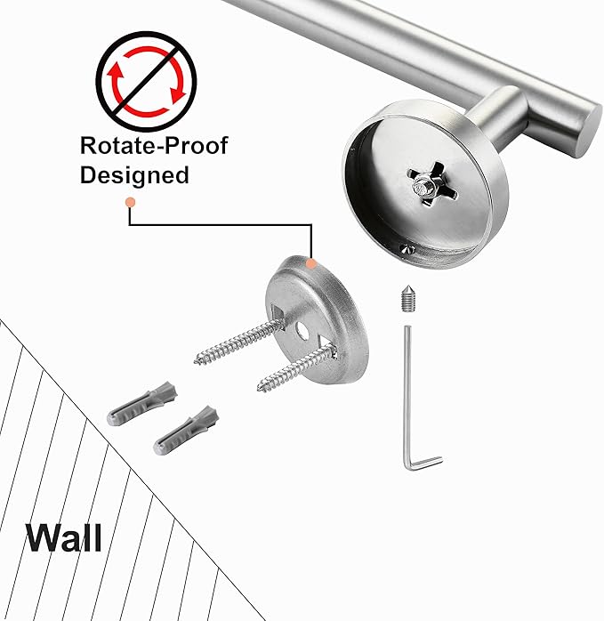Hand Towel Holder for Bathroom, Brushed Nickel Hand Towel Bar, SUS304 Stainless Steel Hand Towel Hanger, Wall Mounted Small Hand Towel Ring, 9 Inch Round Heavy Duty Towel Rack for Bathroom, Kitchen
