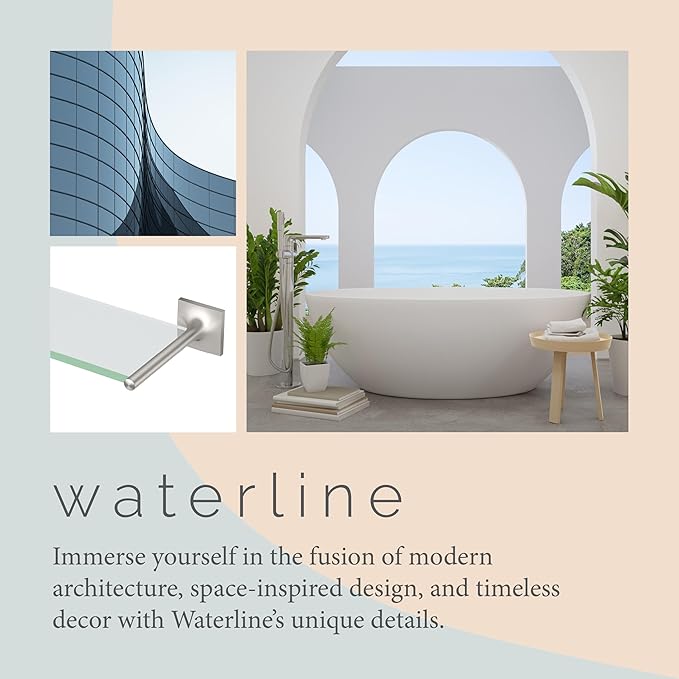 Gatco 5596 Waterline Glass Shelf, Satin Nickel