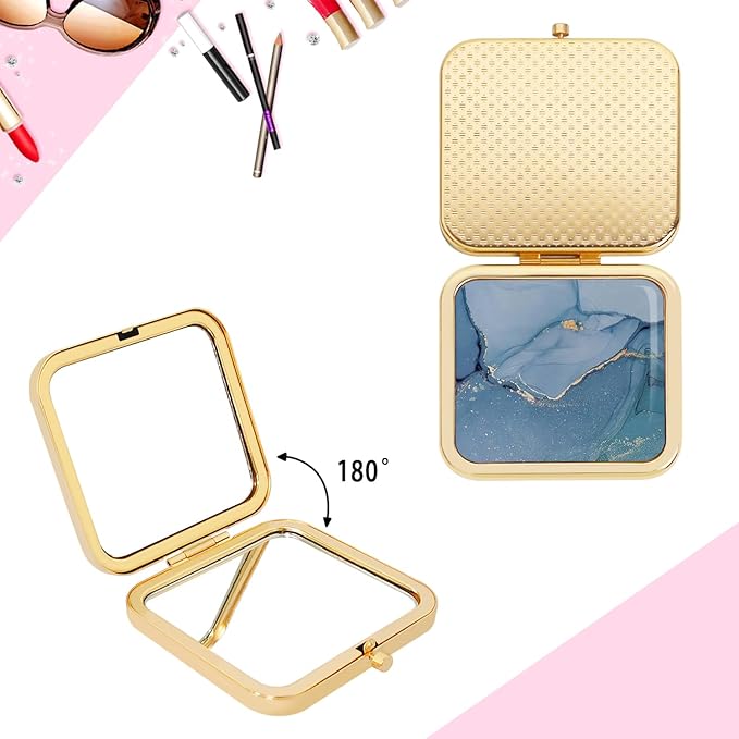Pocket Mirror for Women Small Travel Mirror Magnifying Purse Mirror Compact Unique Gift for Girls Gold