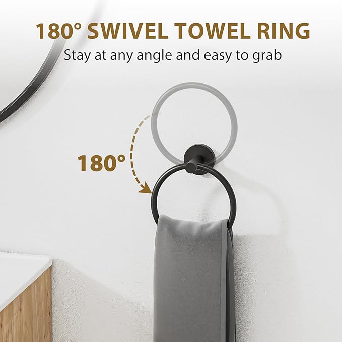 Luxbaro Matte Black Bathroom Hardware Set, Modern 18 Inch Towel Bar Set, Wall Mounted Bathroom Accessories Set, Durable SUS304 Stainless Steel, 4-Piece