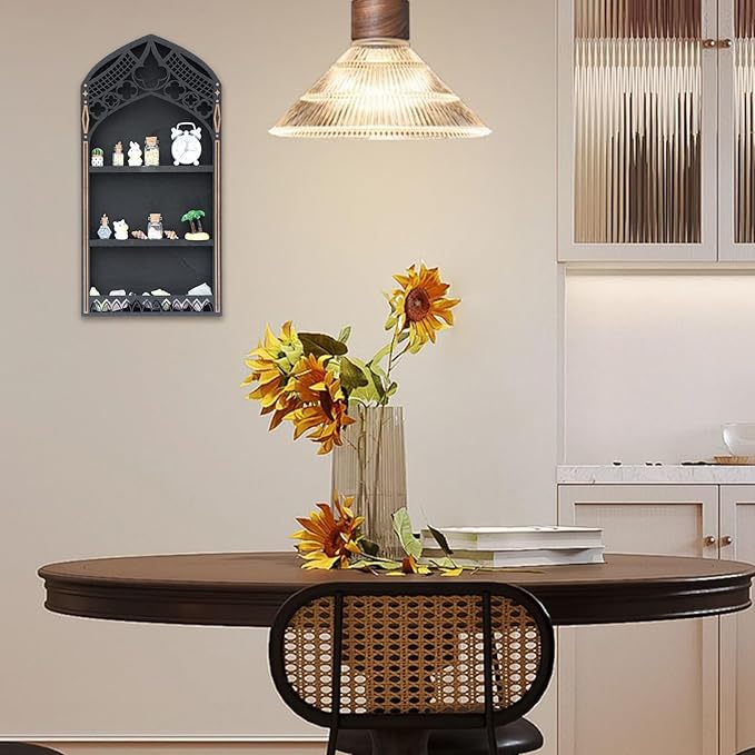 Wooden Multi Tiers Shelf Wall Mount Stand Elegant Window for Rock and Stones Shelf Display Stand