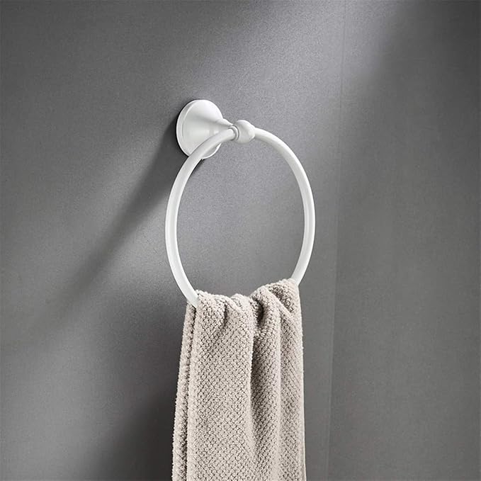 Flybath Towel Ring Brass White Finish Hanger Holder for Bathroom Accessories Wall Mounted