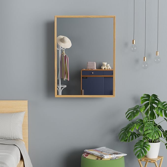 24x30 Inch Wood Medicine Cabinet with Mirror, Surface or Recessed Mounted Bathroom Cabinets with Adjustable Shelves, Soft-Close Hinges, Wall Mounted Cabinet for Storage