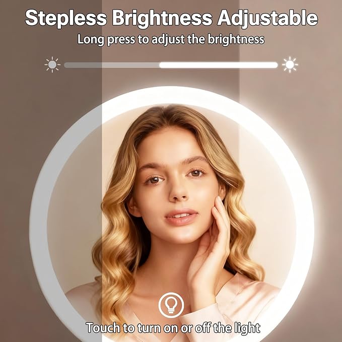 Makeup Mirror with Lights and Magnification, Electric Lighted Standing Mirror with 10x Magnification, Magnifying Mirror with Light for the Bathroom, 360° Rotation & Height Adjustable