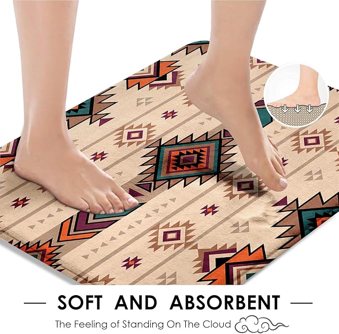 ArtSocket Boho Retro Bathroom Set with Shower Curtain and Rugs Accessory, Traditional Rhombus Summer Colorful Abstract Shower Curtain for Bathroom Decor 4 Pcs