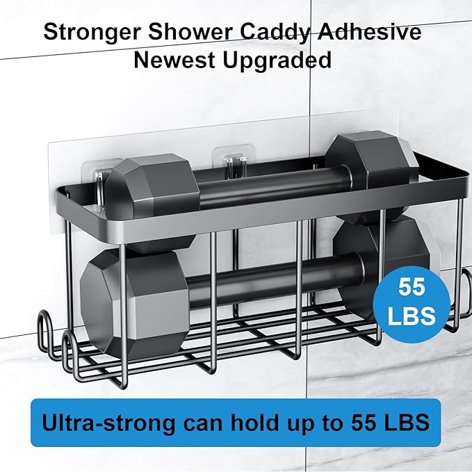 Shower Caddy Adhesive Replacement Flat, Transparent Strong Adhesive Hooks, No Drilling, Waterproof, for Shower Caddy, Bathroom Storage Shelves and Kitchen Racks (Double*8pcs + Single*4pcs)