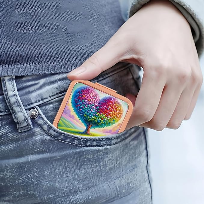 Pocket Mirror, 1X/2X Magnification Compact Travel Makeup Mirror for Purse, 2-Sided, Portable, Folding, Handheld, Small Mirror for Gift
