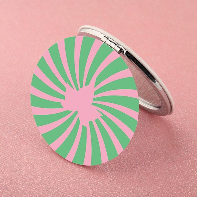 WUSUANED Pink and Green Leaf Makeup Mirror Sorority Sisters Inspired Mirror Sorority Leaf Gift Greek Sorority Paraphernalia Gifts