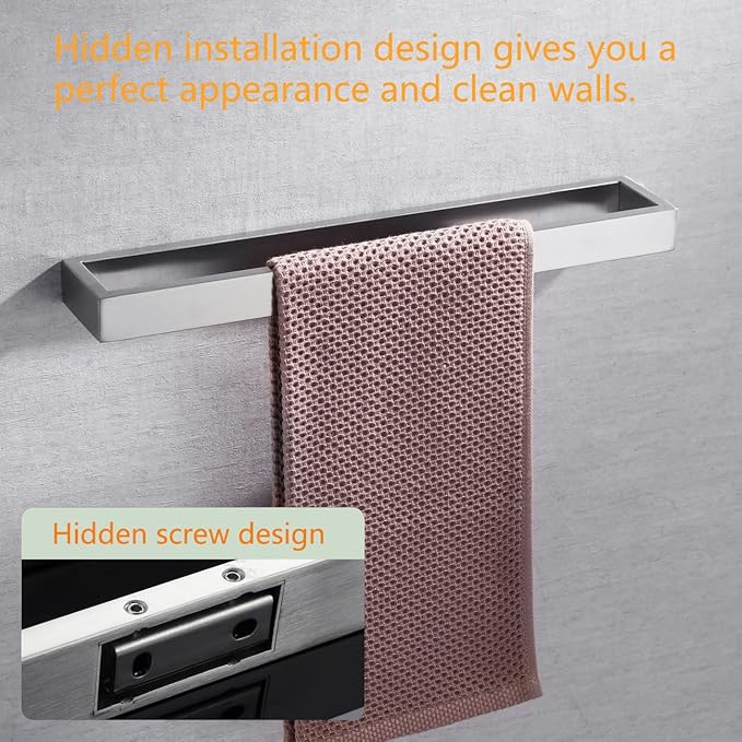 Miyili Bathroom Hand Towel Holder SUS 304 Stainless Steel 15-3/4 Inch Kitchen Towel Bar Wall Mounted, D03N40