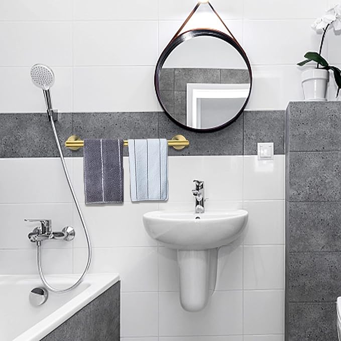 Nolimas Brushed Gold Bath Hand Towel Bar Single Bars Towel Rack Rod Classic Wall Mounted Stainless Steel Bathroom Towel Bar Toilet Kitchen Towel Shelf Single Layer,24inch