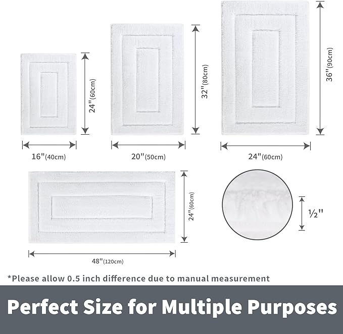 GRANNY SAYS White Bathroom Rug Mat, Bath Mats for Bathroom Non-Slip, 24" x 36", Super Soft and Water Absorbent, Microfiber Bath Rugs, Machine Wash Dry, Large Bath Rugs for Bath Floor