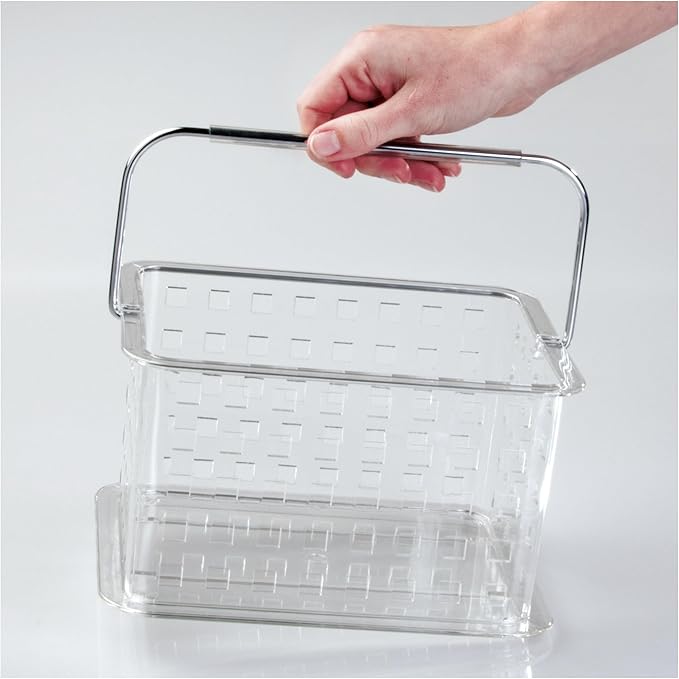 iDesign Small Clear Shower Caddy with Handle, Portable Shower Organizer for Dorm or Bathroom, 6-Pack