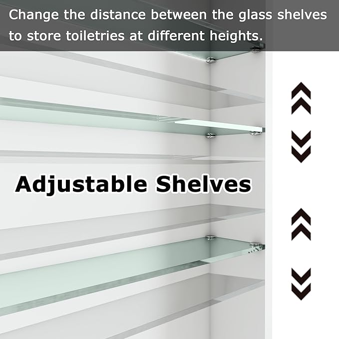 FKWin Arched Sliver Bathroom Medicine Cabinet with Mirror, Left or Right Opening, Bathroom Vanity Mirrors with Storage, Surface Mount Medicine Cabinet not Recessed, Silver, 15.7x31.5 inch