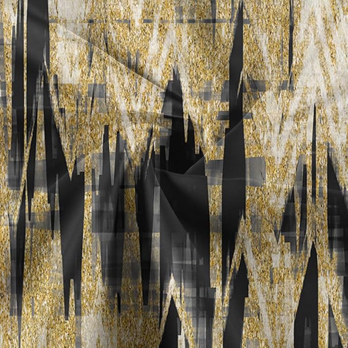 JAWO Gold Shower Curtains for Bathroom, Golden Black Glitter Sparkle Bling Waterproof Fabric Decorative Shower Curtain, Washable Luxury Elegant Fancy Glam Metallic Bath Curtain, 36X72IN
