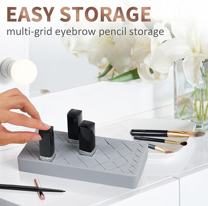 18 Grids Lipsticks Holder & lipstick organizer, 3pcs Lipstick & Makeup Brush Organizer Holder，Silicone Cosmetic Storage Box，skin care organizer & nail polish rack，lipstick holder and organizer