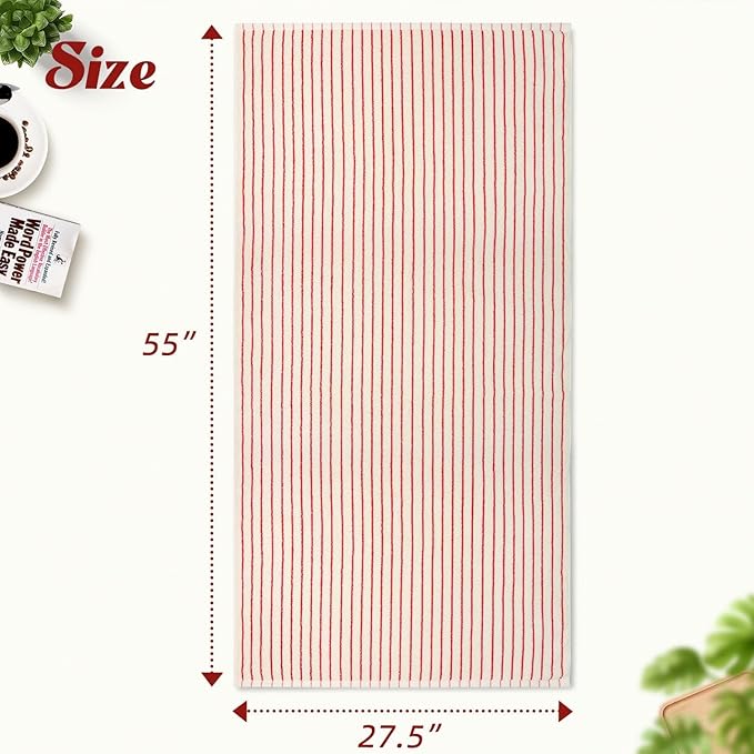 Jacquotha Striped Bath Towels Set of 2 (Coral Red), Lighter & Quick Dry Towels Large 27.5 x 55 inches, Farmhouse for Bathroom Decor, Shower, Pool Days