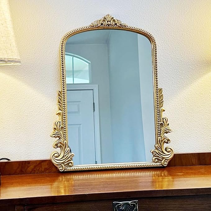 Vintage Small Arched Mirror, 17 * 12in Wall Mounted Vanity Mirror for Living Room, Bedroom, Bathroom, Entryway, Porch, Home and Dormitory, Versatile, Vintage Makeup Mirror