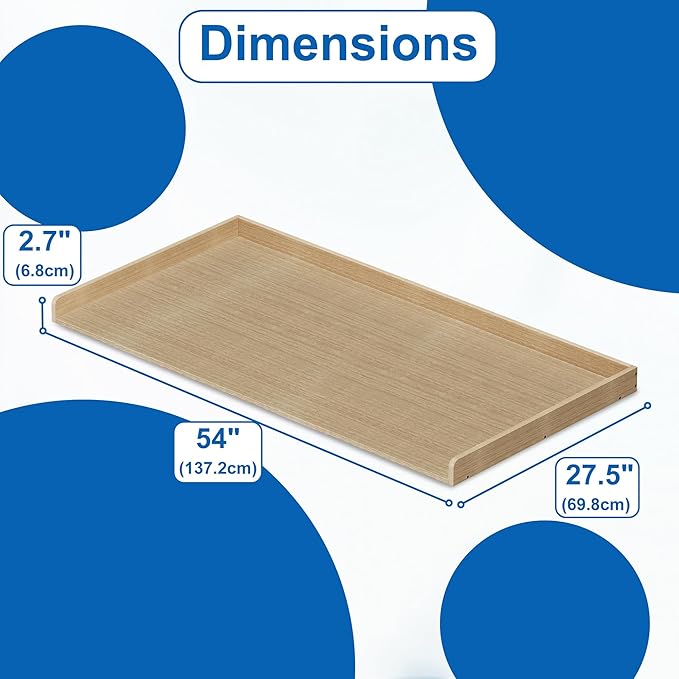 efluky Washer Dryer Countertop, Wood Countertop with Edge Rails for Laundry Room Organization and Storage, Washer Dryer Topper for Laundry Room, 27.5" x 54" Oak