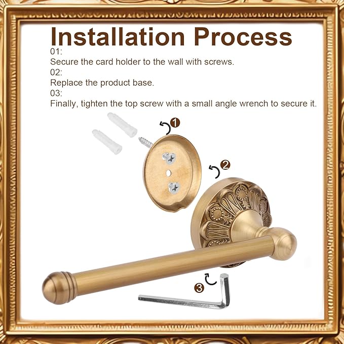 2pcs Antique Brass Toilet Paper Holder, Retro Brass Hand Towel Ring Wall Mounted Towel Rack Bathroom Accessories for Home Hostel