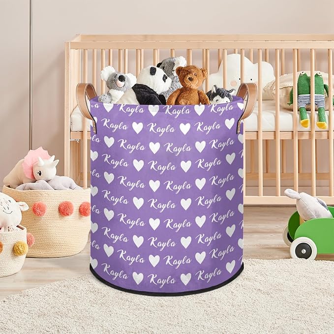 Custom Love Laundry Hamper, Personalized Laundry Baskets with Handles Dirty Clothes Hamper Storage Basket