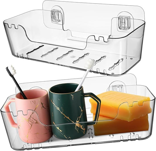 2pcs Floating Shelves for Bathroom No Drill Wall Mount Organizer for Bathroom Accessories Design for Easy Installation Minimalist Storage