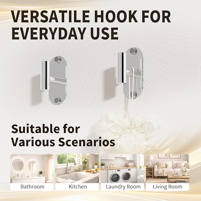 5-Piece Bathroom Hardware Accessories Set, Self-Adhesive & Wall Mounted SUS304 Stainless Steel Towel Bar Set, Adjustable Towel Bar, Towel Ring, Toilet Paper Holder & 2 Hooks(Chrome)