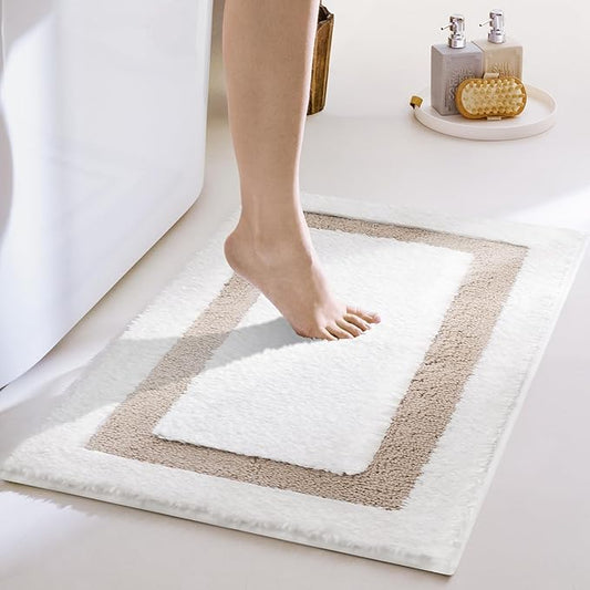 GRANNY SAYS Microfiber Bathroom Rugs Non Slip Washable, Water Absorbent Bathroom Mats for Tub, Soft Bath Mats for Bath Floor & Shower, Bath Rug, 24" x 36", Khaki Bath Rugs