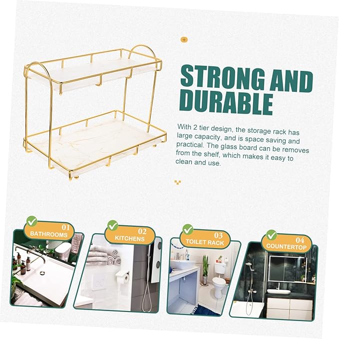 Mobestech 2-Tier Bathroom Countertop Organizer Rack Versatile Storage Shelf for Toiletries and Skincare Sturdy Plastic Non-Slip Base for Home and Travel Use