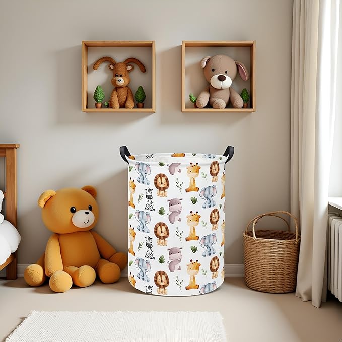 Baby Laundry Hamper kids laundry Basket Waterproof Storage Bin for Bedroom Toy Clothes Organizer Basket Woodland Animals Room D??cor(Cute Animals)