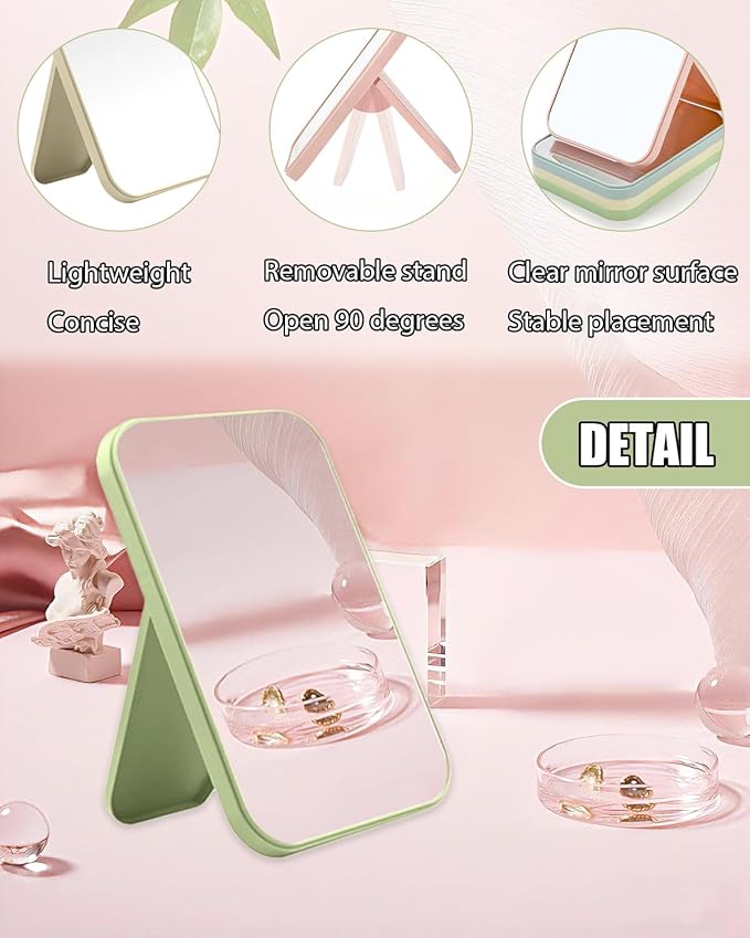 Foldable Mirror, 20 Pack Desktop Makeup Mirror Simple Folding Makeup Mmirrors with Stand for Spa Party, Girl, Women, Beauty, 4 Color
