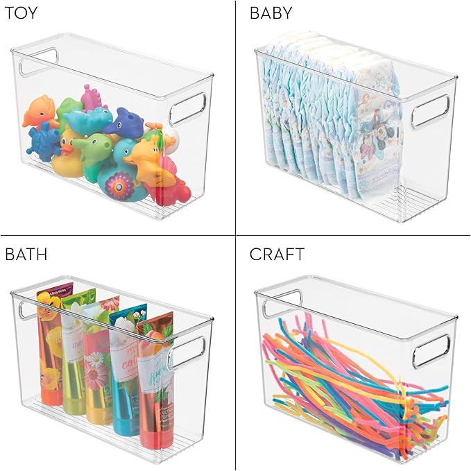 iDesign Tall Plastic Storage Bin with Handles for Fridge or Freezer - Set of 8 - Clear - Made in USA