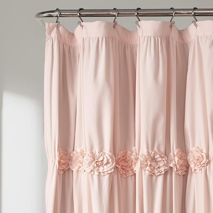 Lush Decor Darla Shower Curtain Single 72" W x 72" L Blush - Flower Fabric Shower Curtains for Bathroom - Coquette Bathroom Curtain - Vintage Decor