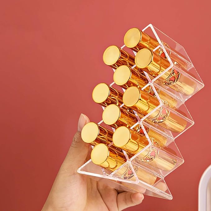 TEORG Fish-Shape Lipstick Organizer Tower - Lip Gloss Storage Holder Stand for 10 Lip Sticks Perfect for Makeup Cosmetic Vanity and Dresser Display, Clear Acrylic (1-pack)
