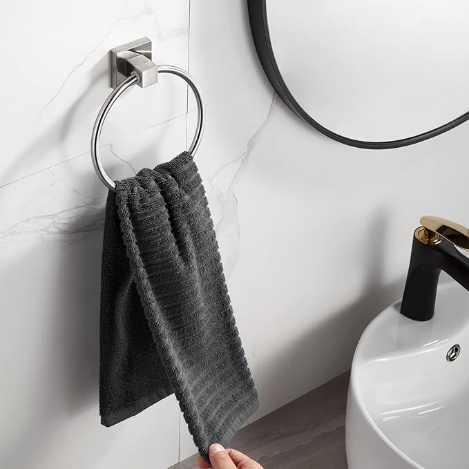 BVL Towel Ring Brushed Nickel, Hand Towel Holder Ring Hanger for Bathroom Kitchen ,Metal Round Towel Holder Wall Mounted Towel Rack,2 Pack 206322