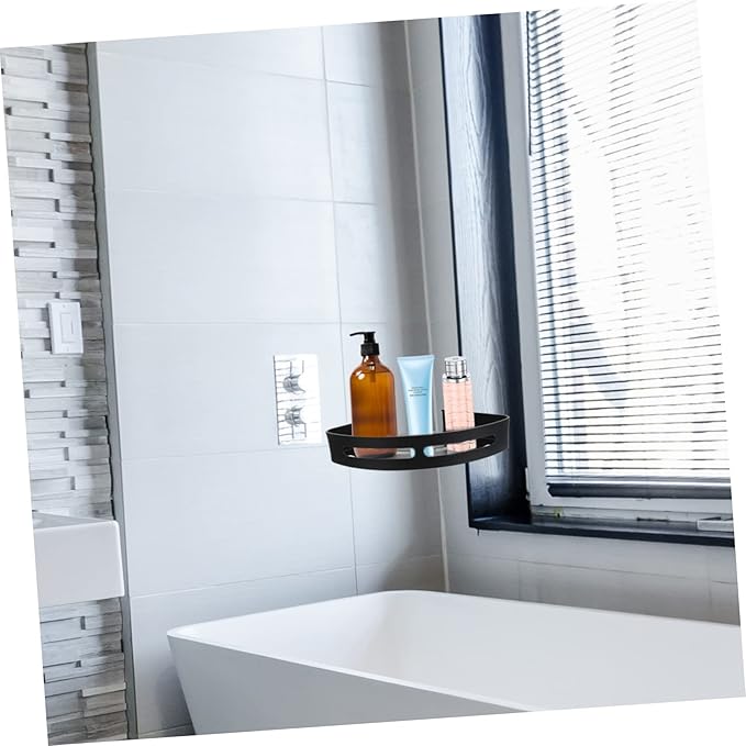 Triangle Storage Rack Punch-Free Wall-Mounted Space Aluminum Shelf for Bathroom and Kitchen Black Convenient Tripod Design Easy to Install
