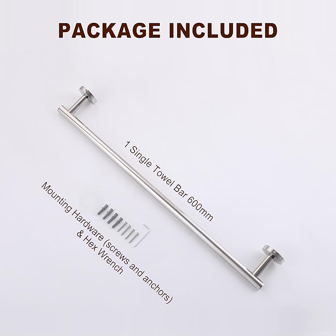SEIDO Towel Holder Chrome with 21.4" Usable Length, 304 Stainless Steel Towel Bar for Bathroom Wall, 24 Inch Towel Racks for Bathroom, Polished Chrome