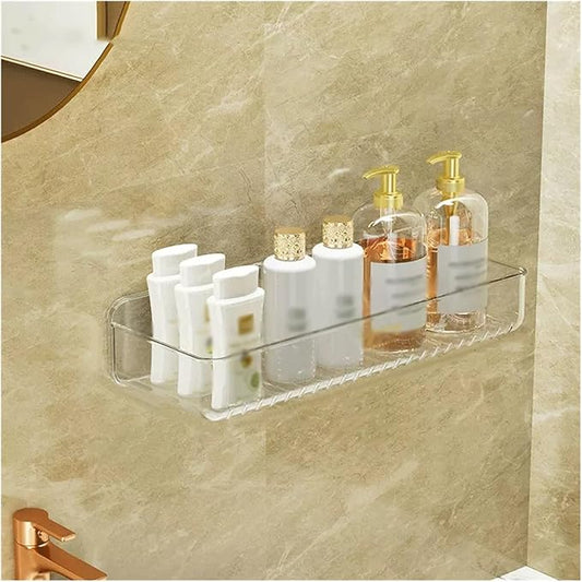 Bathroom Shelves Storage Rack for Household Bathroom Storage Rack Single Layer Plastic Wall Storage Rack Storage Rack for Cosmetics Toiletries and Supplies That Do Not Need to Be Perforated on the Wal