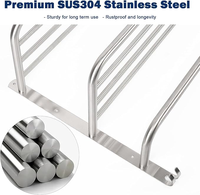 NearMoon Bathroom Towel Rack, 3-Tier Towel Holder with Hooks, SUS304 Stainless Steel Towel Hanger, Wall Mounted Towel Shelf Storage, Bathroom Accessories (22 Inch, Brushed Nickel)