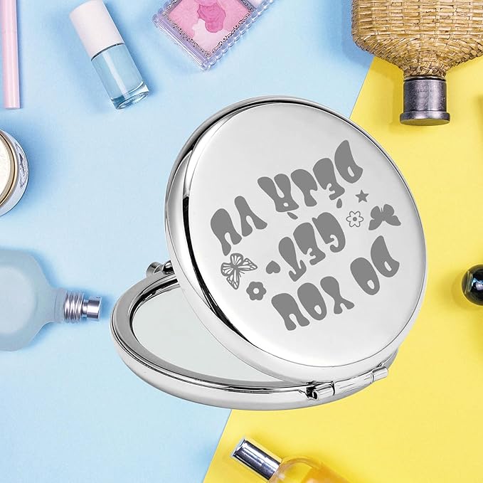 KEYCHIN Music Album Pocket Mirror Singer Fans Gifts Do You Get Deja Vu Music Song Lyrics Compact Makeup Mirror for Women Girls Teenagers (Deja Vu -S)