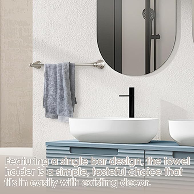 18 Inch Towel Bar for Bathroom,Satin Nickel, Wall Mounted Heavy Duty Towel Holder, Space-Saving Design, Modern Bathroom Décor Bathroom Towel Holder for Hand Towels, Kitchen Towels