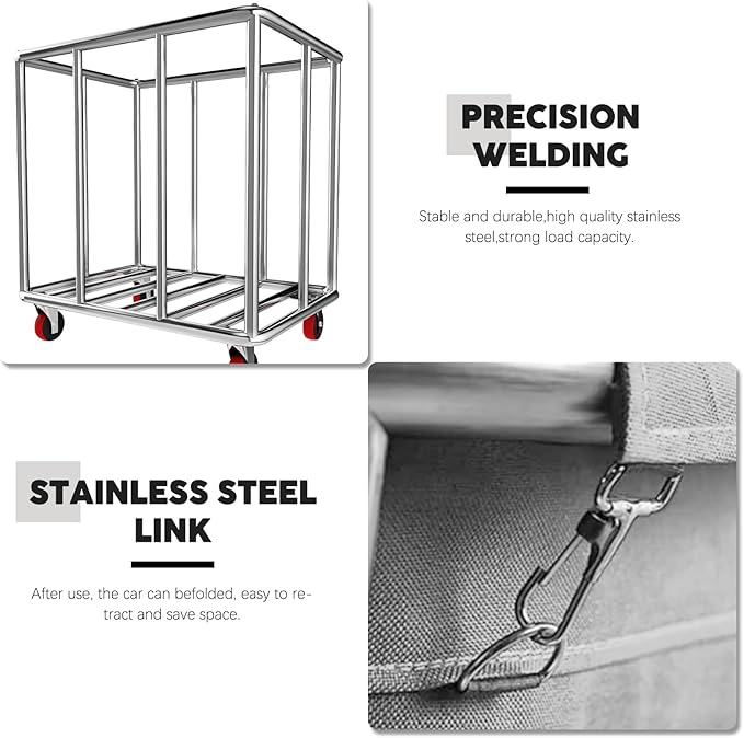 Commercial Laundry Cart with Wheels, 400L Large Rolling Laundry Cart with Steel Frame and Oxford Cloth, Heavy Duty Industrial Laundry Cart for Home,Hotel,Laundry Room, 441 lbs Load (Gray-10)