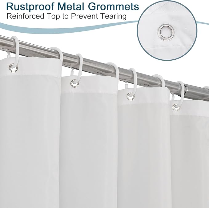 AooHome Fabric Shower Curtain, 36 Width x 72 Height Inch Stall Size Bathroom Curtain for Hotel, Waterproof, White